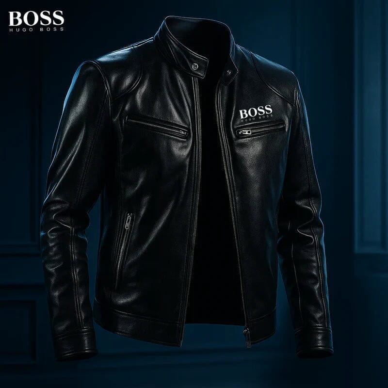 HB - Leather Jacket Hugo Boss Adelstein Black S