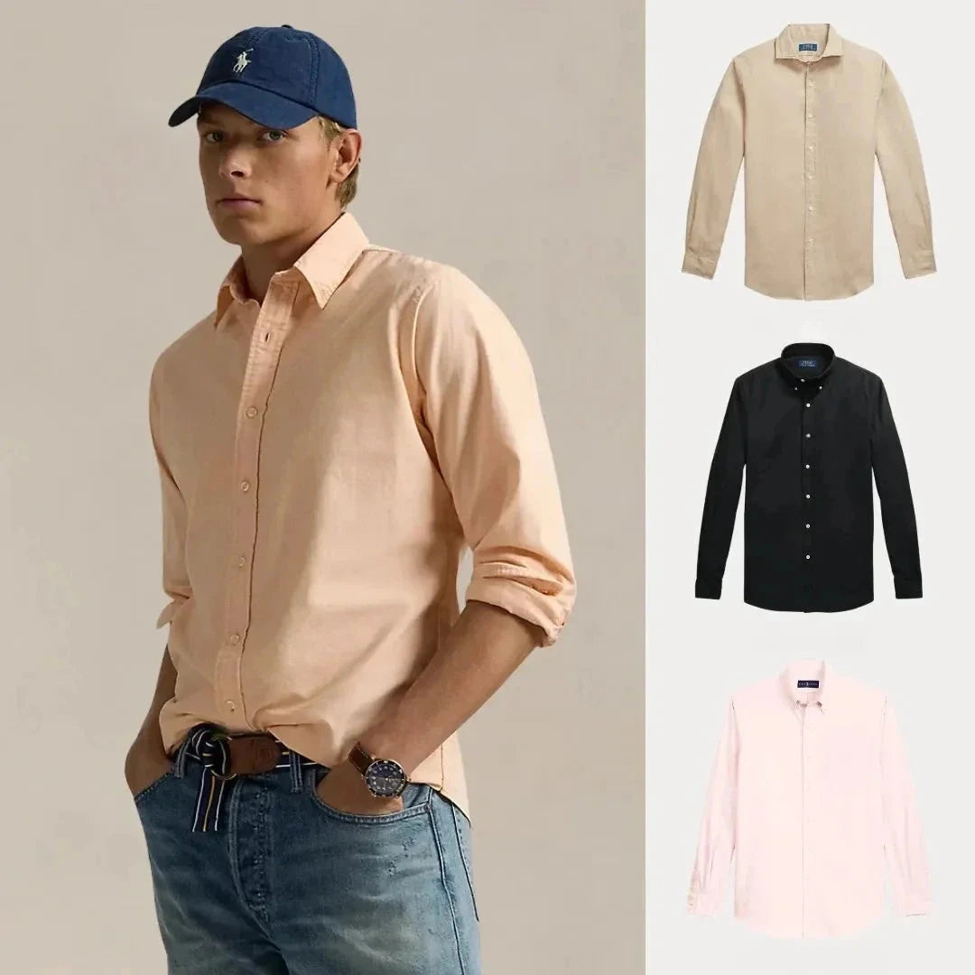 Kaufen Sie 1, erhalten Sie 3 – Oxford Classic Hemden-Trio-Set Adelstein BEIGE • SCHWARZ • WEISS S