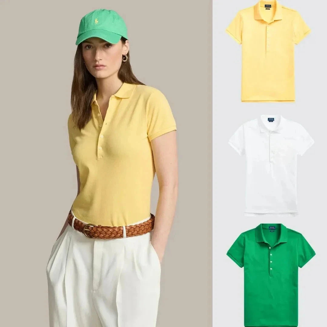Kaufen Sie 1, erhalten Sie 3! Polo-Shirt-Set aus Piqué-Baumwolle Adelstein Gelb - Weiß - Dunkelgrün S
