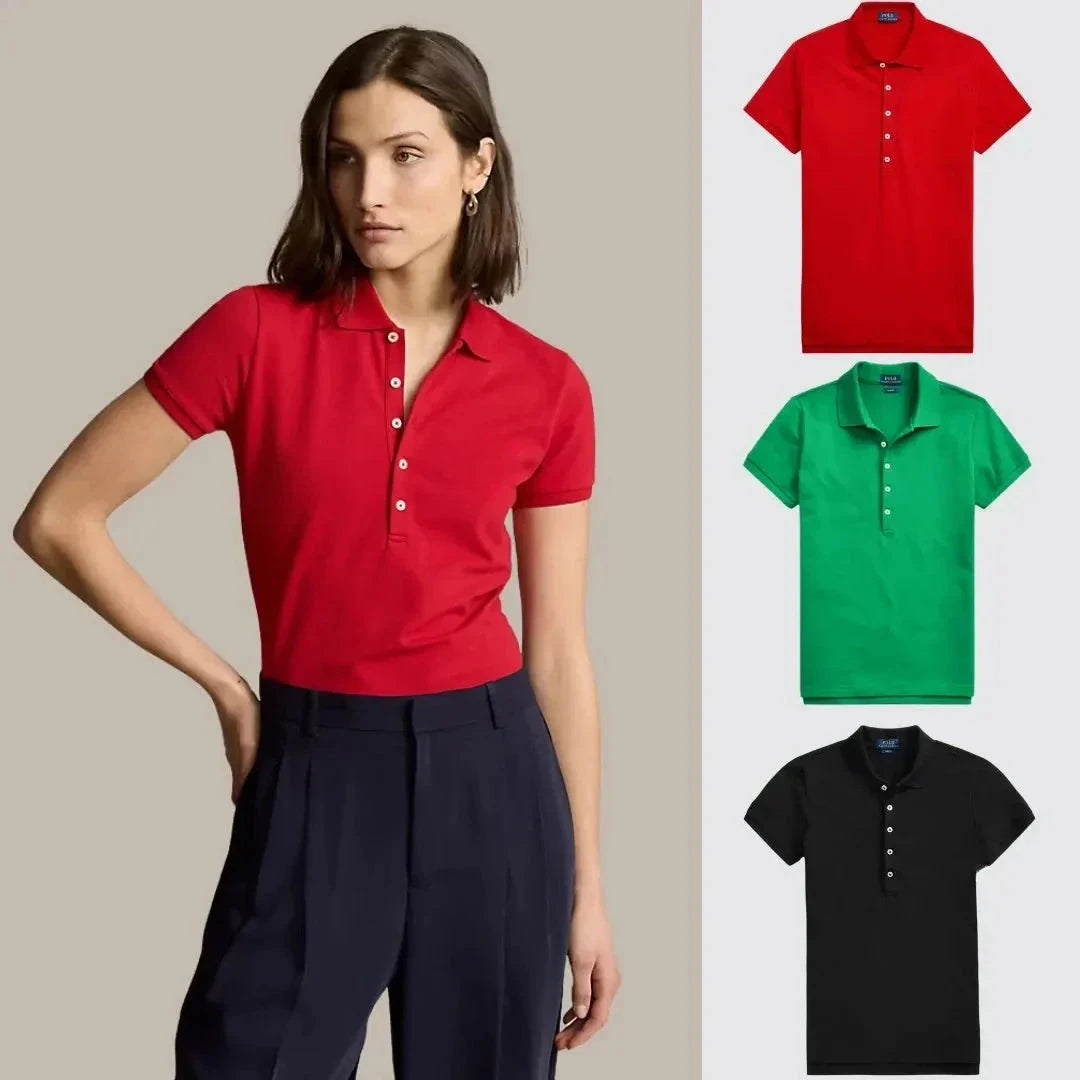 Kaufen Sie 1, erhalten Sie 3! Polo-Shirt-Set aus Piqué-Baumwolle Adelstein Rot – Dunkelgrün – Schwarz S