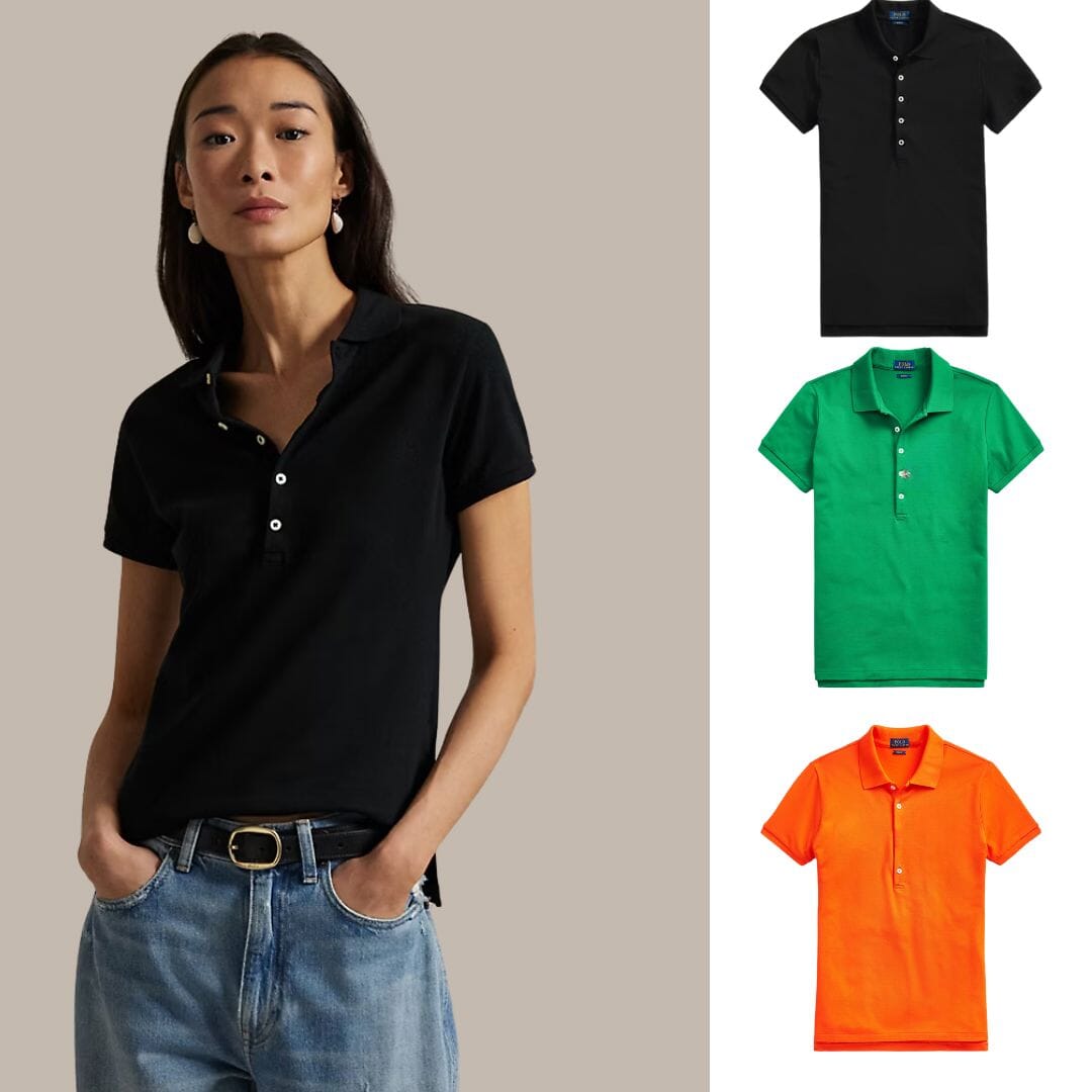 Kaufen Sie 1, erhalten Sie 3! Polo-Shirt-Set aus Piqué-Baumwolle Adelstein Schwarz – Dunkelgrün – Orange S