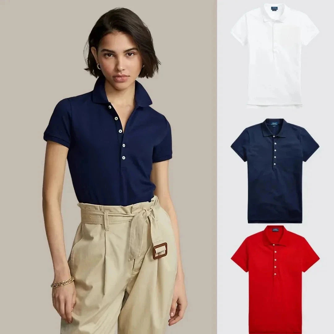 Kaufen Sie 1, erhalten Sie 3! Polo-Shirt-Set aus Piqué-Baumwolle Adelstein Weiß – Dunkelblau – Rot S