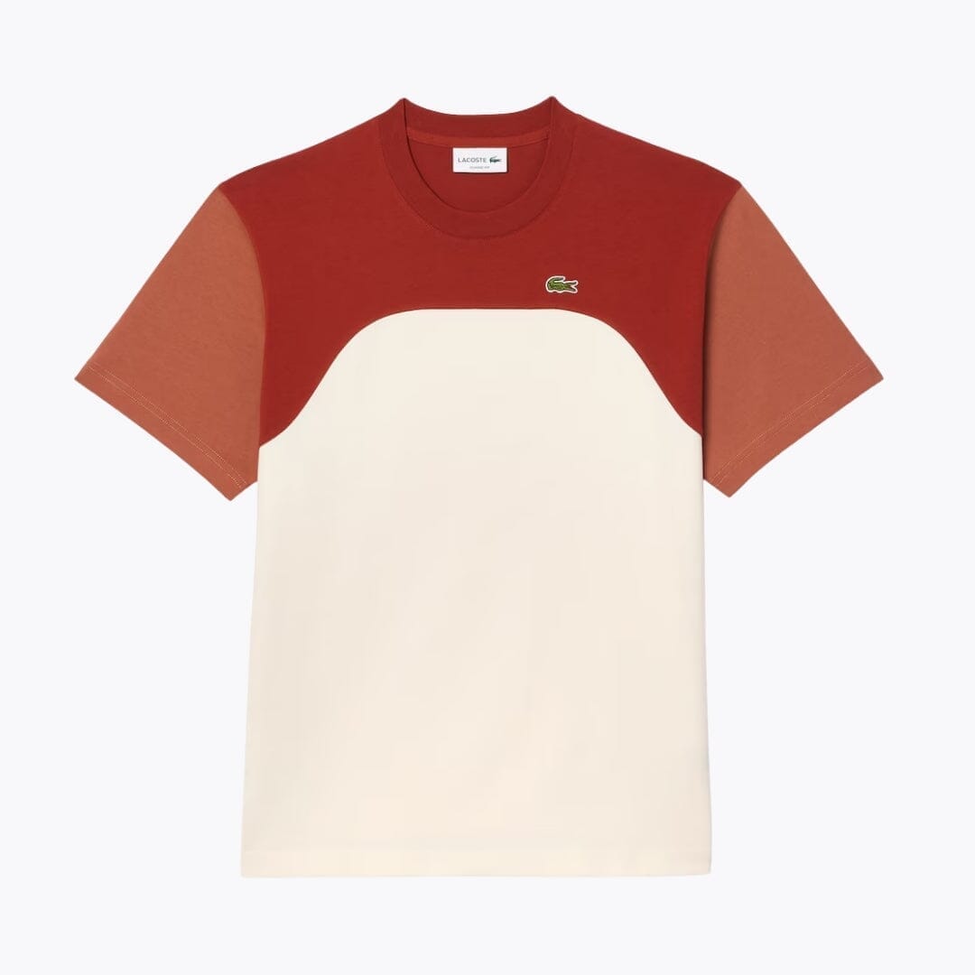 LC Cotton Jersey Colour-Block T-shirt Lacoste Adelstein White / brown / light brown S