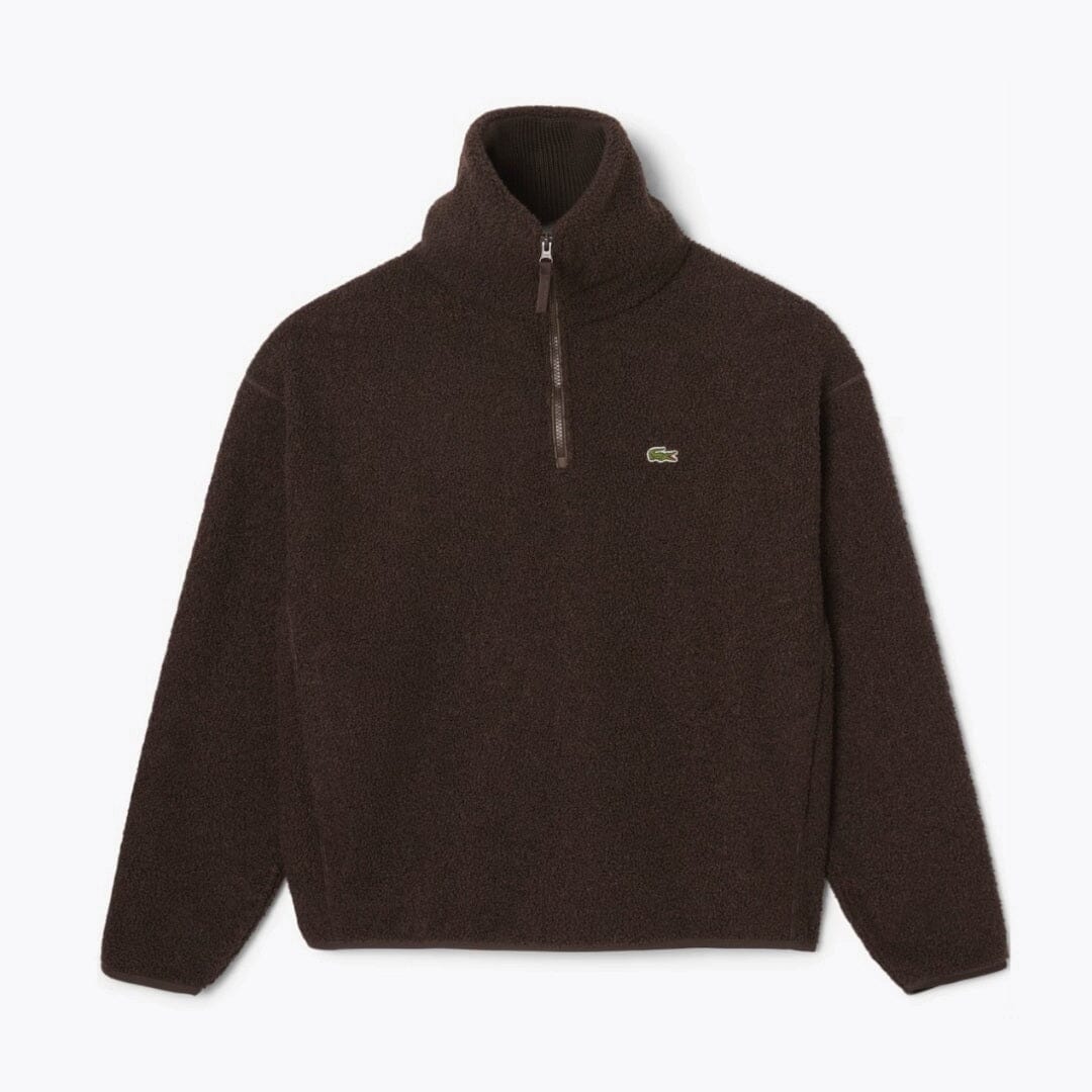 LC High Zipped Neck Polar Fleece Sweatshirt Lacoste Adelstein Brown S