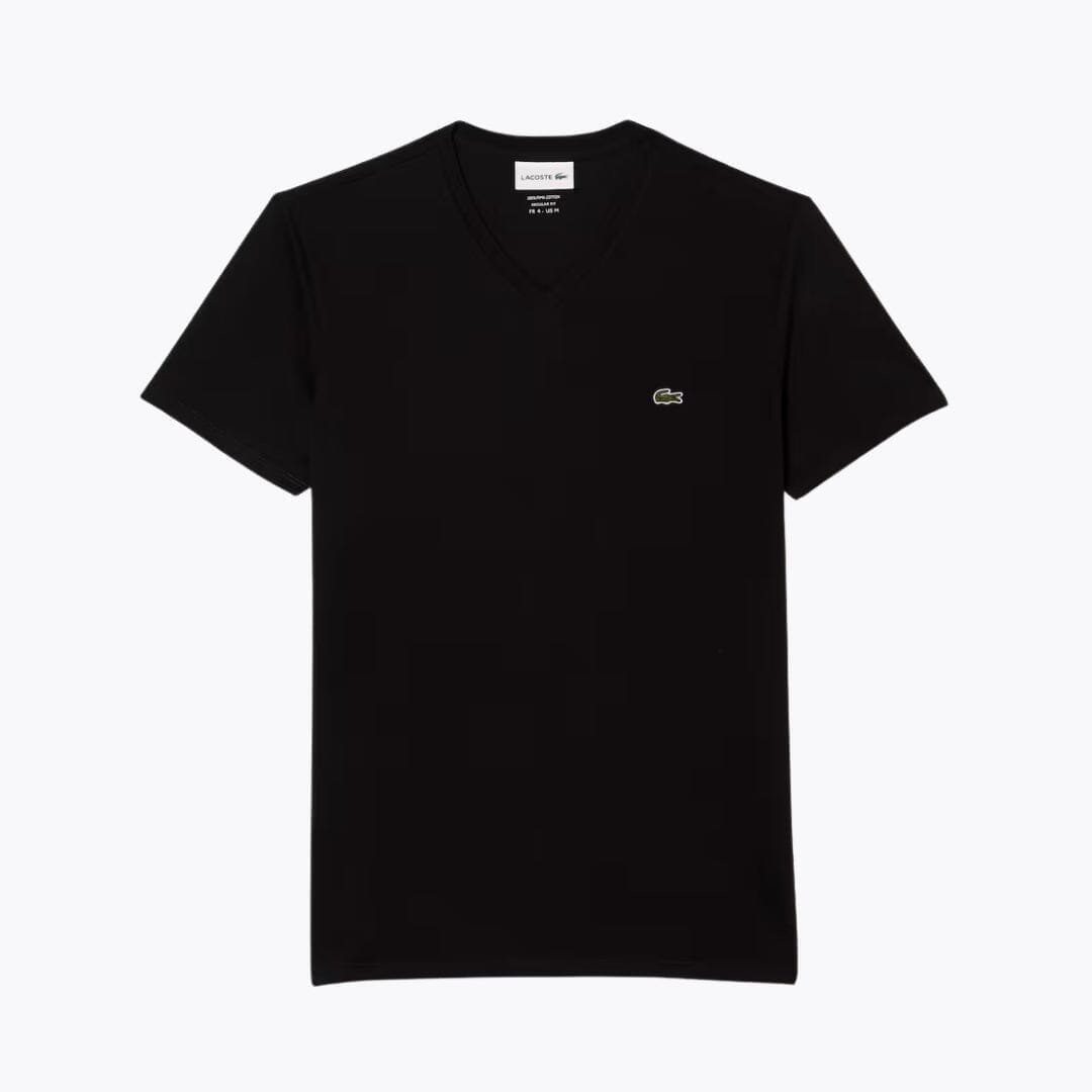LC Lightweight Cotton Pima V Neck T-shirt Lacoste Adelstein Black S