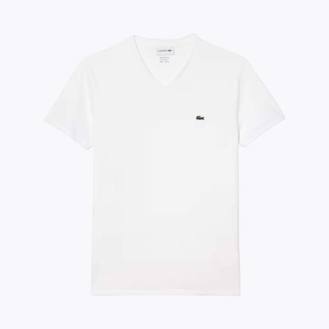 LC Lightweight Cotton Pima V Neck T-shirt Lacoste Adelstein White S