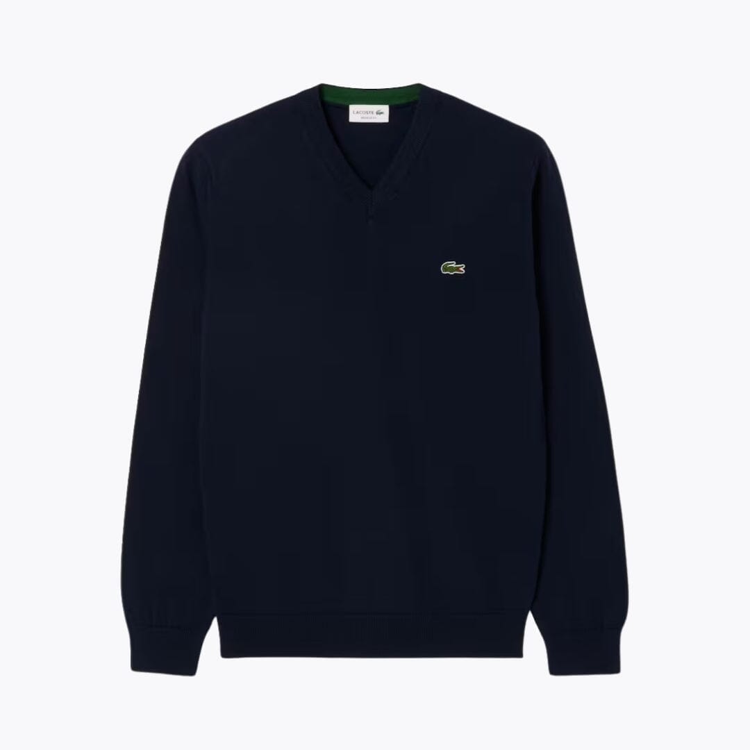 LC Monochrome Cotton V-neck Sweater Lacoste Adelstein Midnight blue S