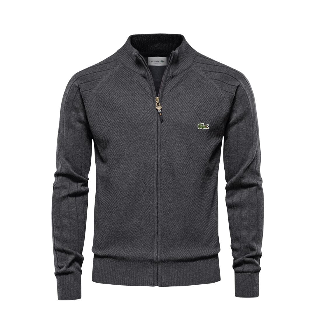 LC Pull Zippé Texturé Homme Lacoste Adelstein Gris S