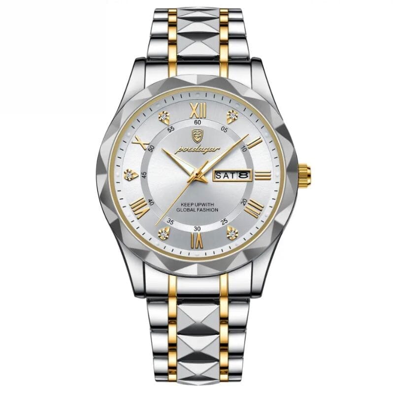 POEDAGAR Luminous Steel 40mm Watch - Water Resistant | Transferred steel Poedagar Adelstein White