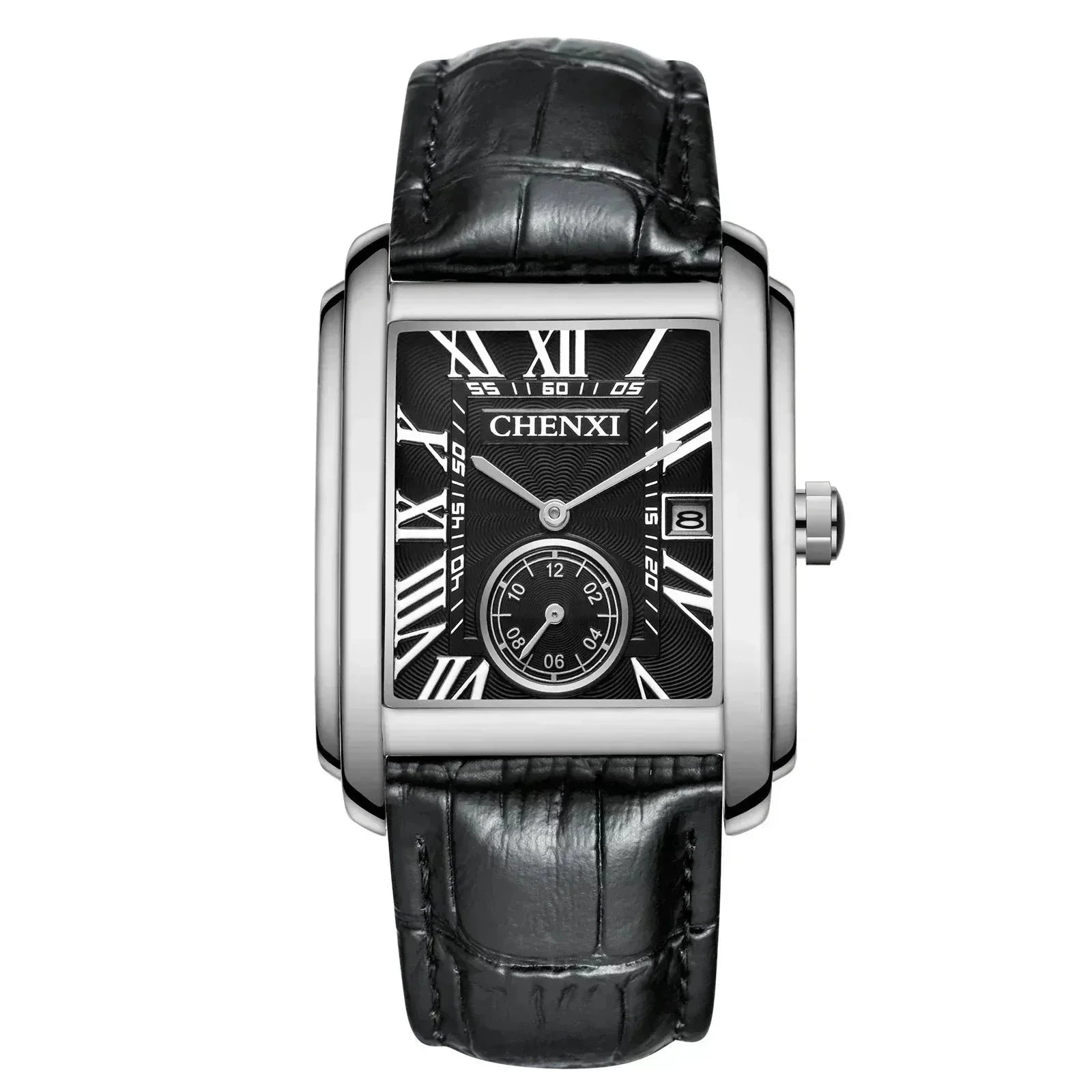 POEDAGAR Watch Vintage Pelle Poedagar Adelstein Black Silver