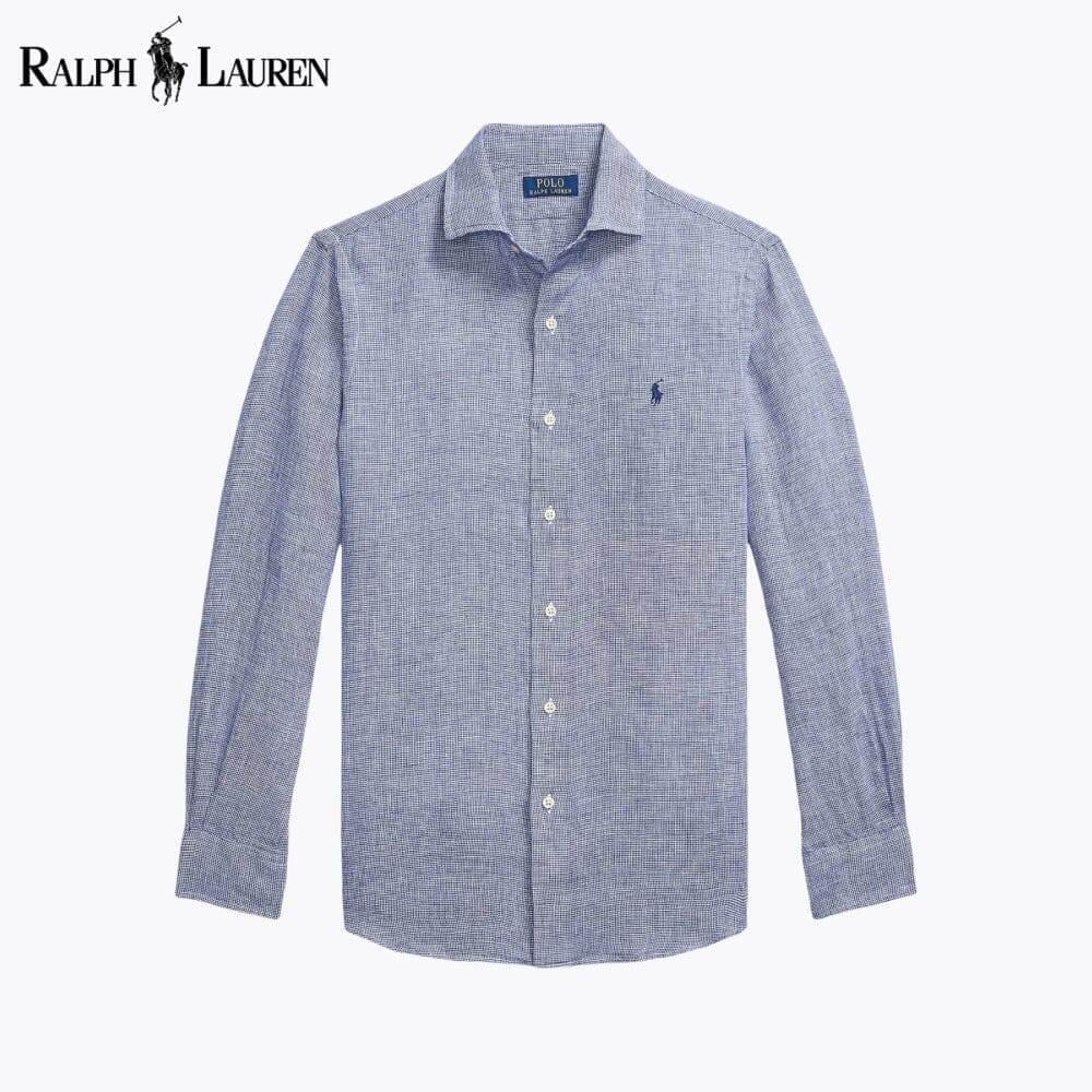 RL Custom Fit Linen Shirt Ralph Lauren Adelstein Royal White S