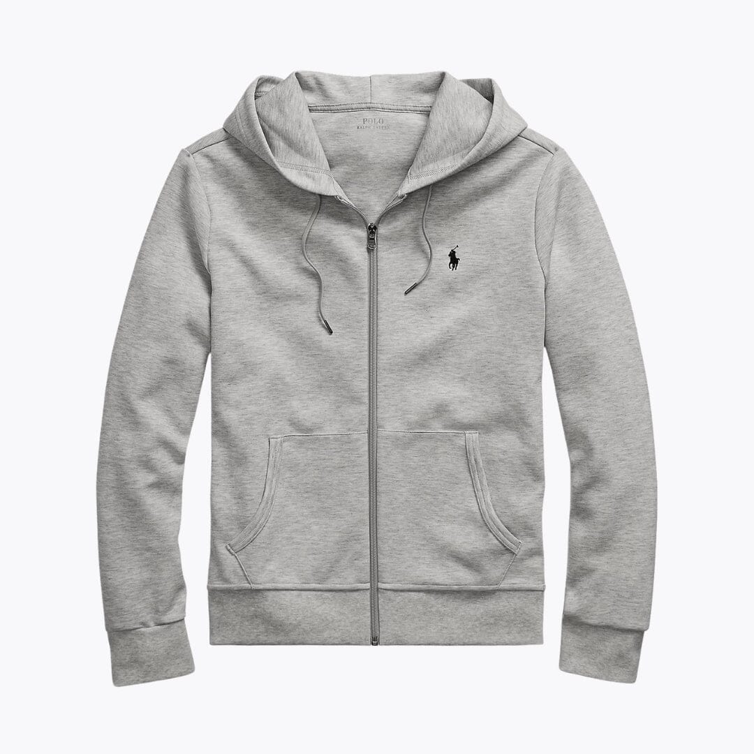 RL Double-Knit Full-Zip Hoodie Ralph Lauren Adelstein Light Sport Heather S