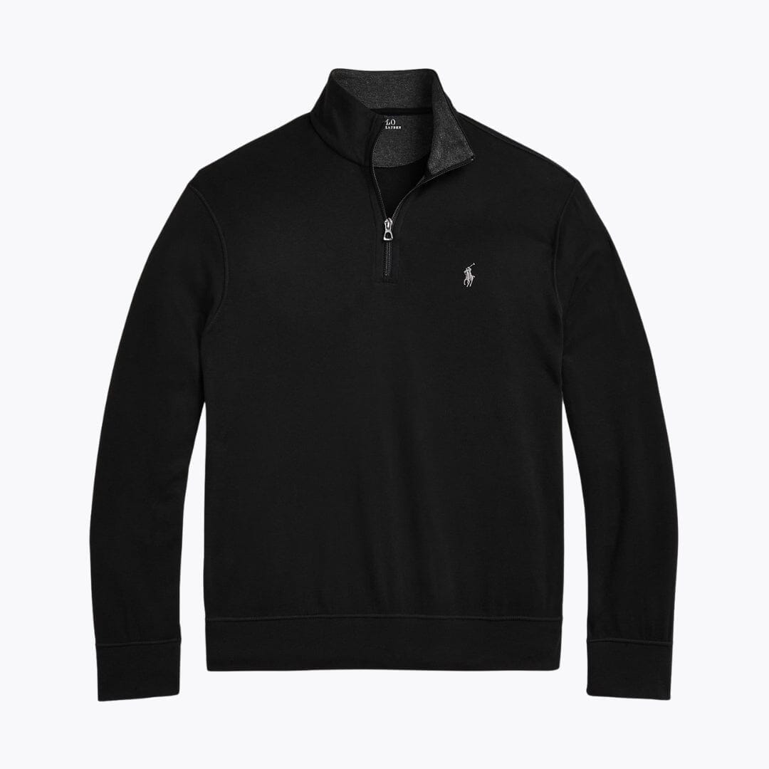 RL Luxury Jersey Quarter-Zip Pullover Ralph Lauren Adelstein Black S