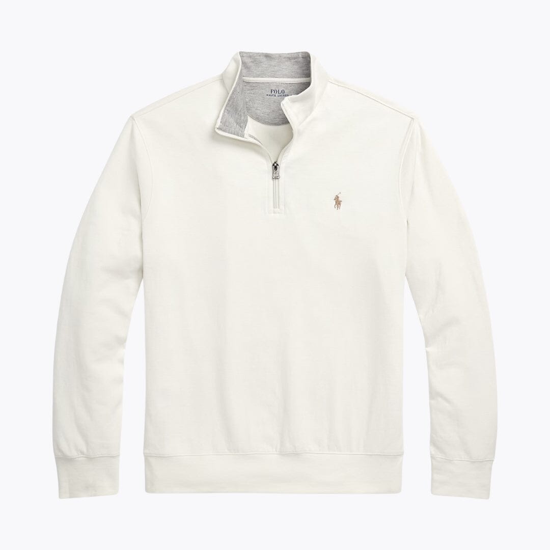 RL Luxury Jersey Quarter-Zip Pullover Ralph Lauren Adelstein Parchment Cream S