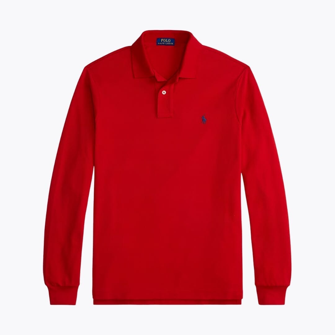 RL Mesh Long-Sleeve Polo Shirt Ralph Lauren Adelstein Red S