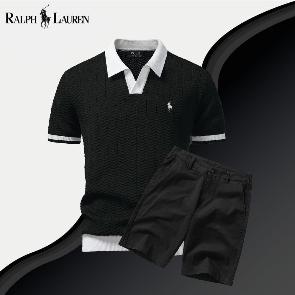 RL Old Money Polo Shirt + Shorts Set Ralph Lauren Adelstein Black Onyx S