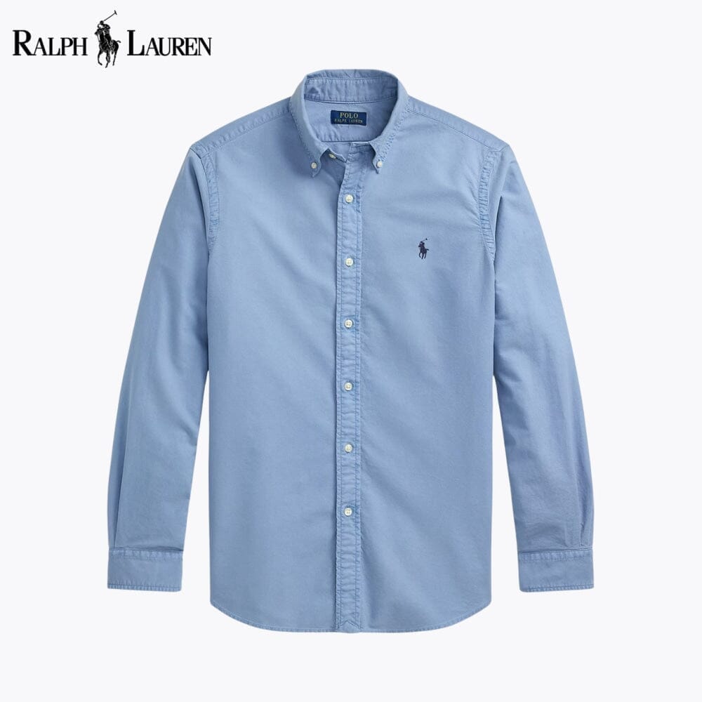 RL Slim Fit Garment-Dyed Oxford Shirt Ralph Lauren Adelstein Channel Blue S