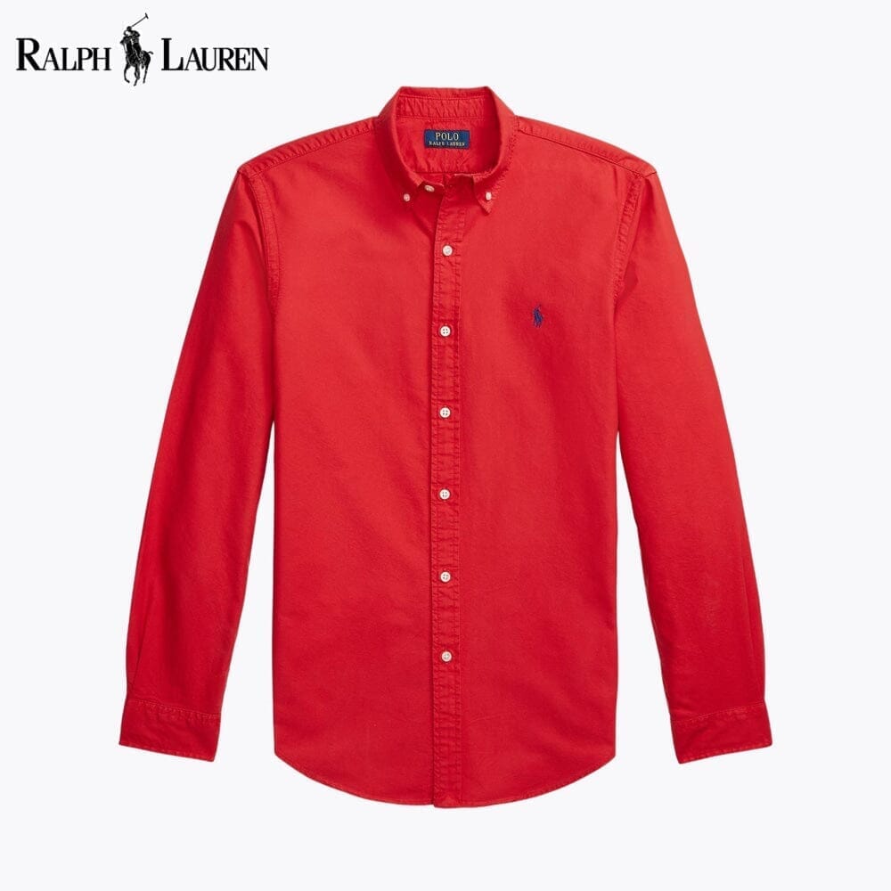 RL Slim Fit Garment-Dyed Oxford Shirt Ralph Lauren Adelstein Red S