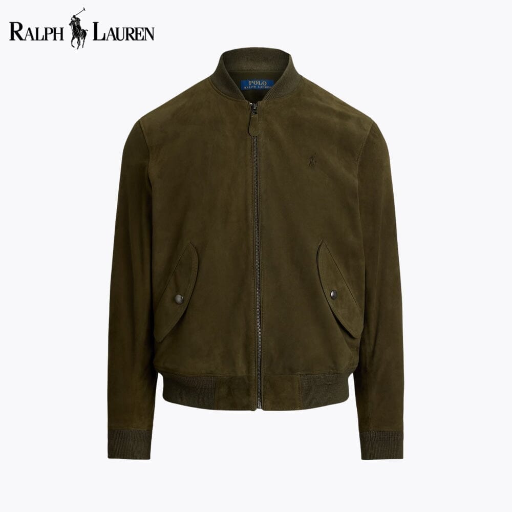 RL Suede Bomber Jacket Ralph Lauren Adelstein Dark Loden S