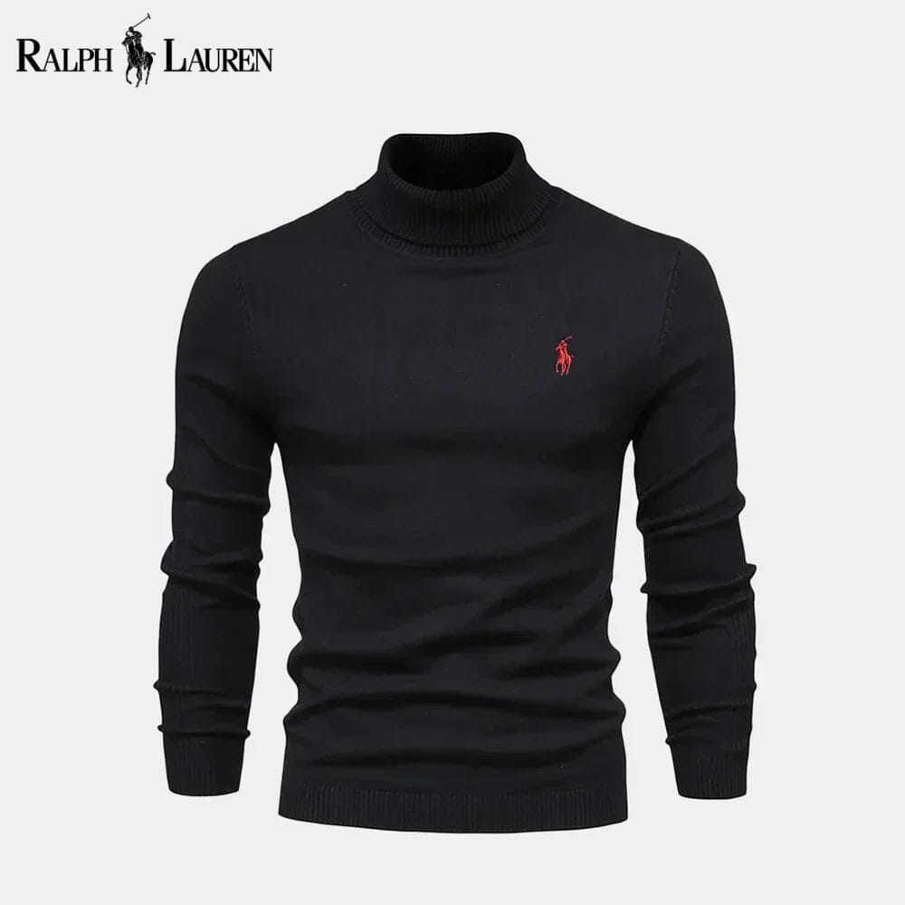 RL Turtleneck Cable-Knit Wool Knit Sweater Ralph Lauren Adelstein Black S