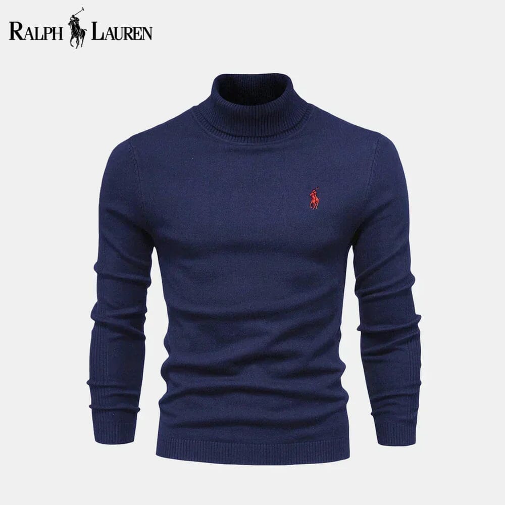 RL Turtleneck Cable-Knit Wool Knit Sweater Ralph Lauren Adelstein Blue S