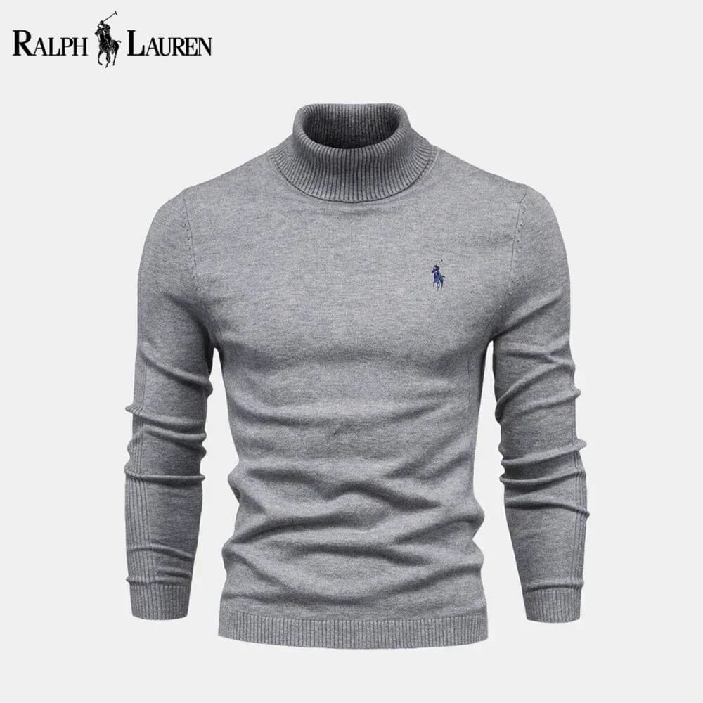 RL Turtleneck Cable-Knit Wool Knit Sweater Ralph Lauren Adelstein Gray S