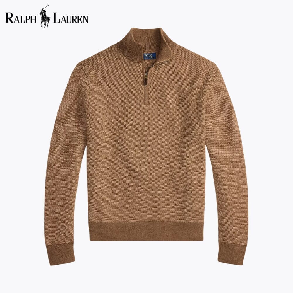RL Washable Wool Quarter-Zip Sweater Ralph Lauren Adelstein Camel S