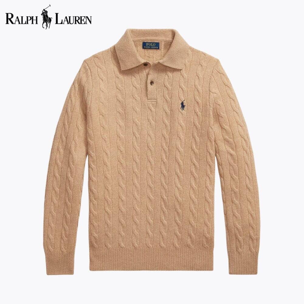 RL Wool–Cashmere Cable-Knit Jumper Ralph Lauren Adelstein Camel S
