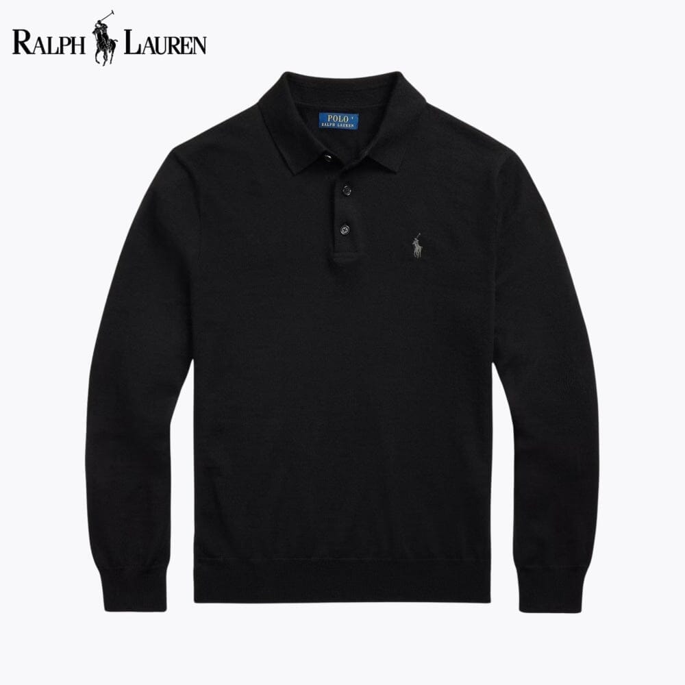 RL Wool Polo-Collar Jumper Ralph Lauren Adelstein Black S