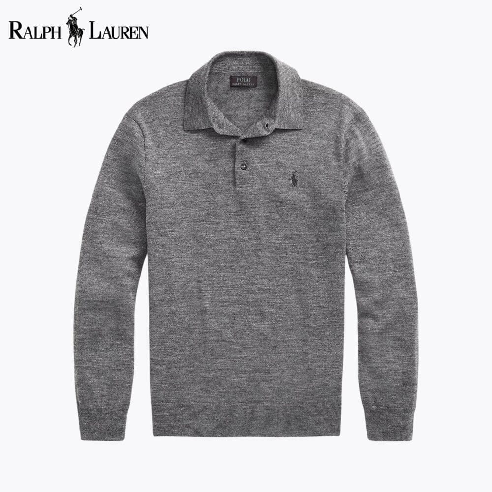 RL Wool Polo-Collar Jumper Ralph Lauren Adelstein Grey S