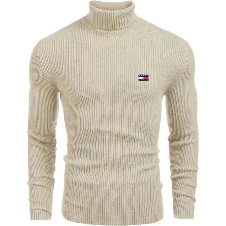 TH Turtleneck Classic Knit Sweater Tommy Hilfiger Adelstein Beige S
