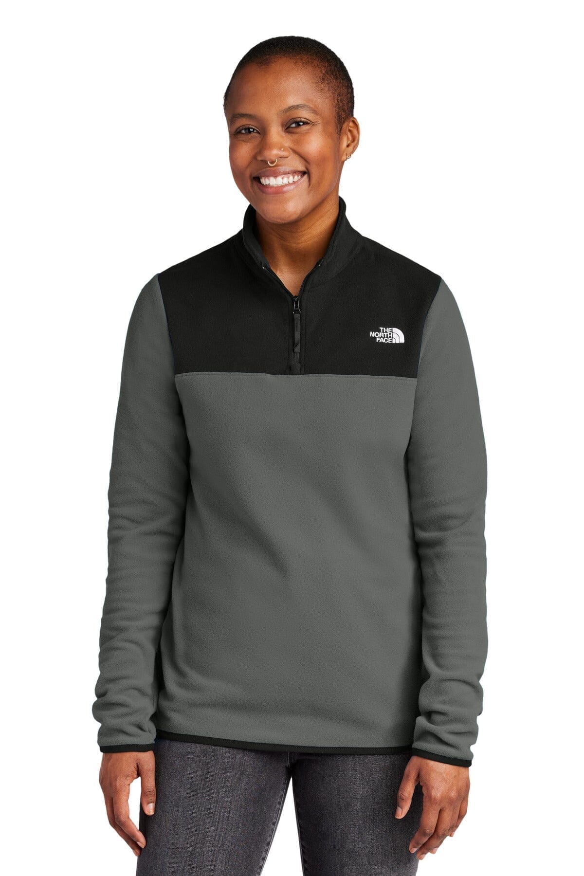 TNF Women's Glacier 1/4-Zip Fleece The North Face Adelstein Asphalt Grey/ TNF Black S