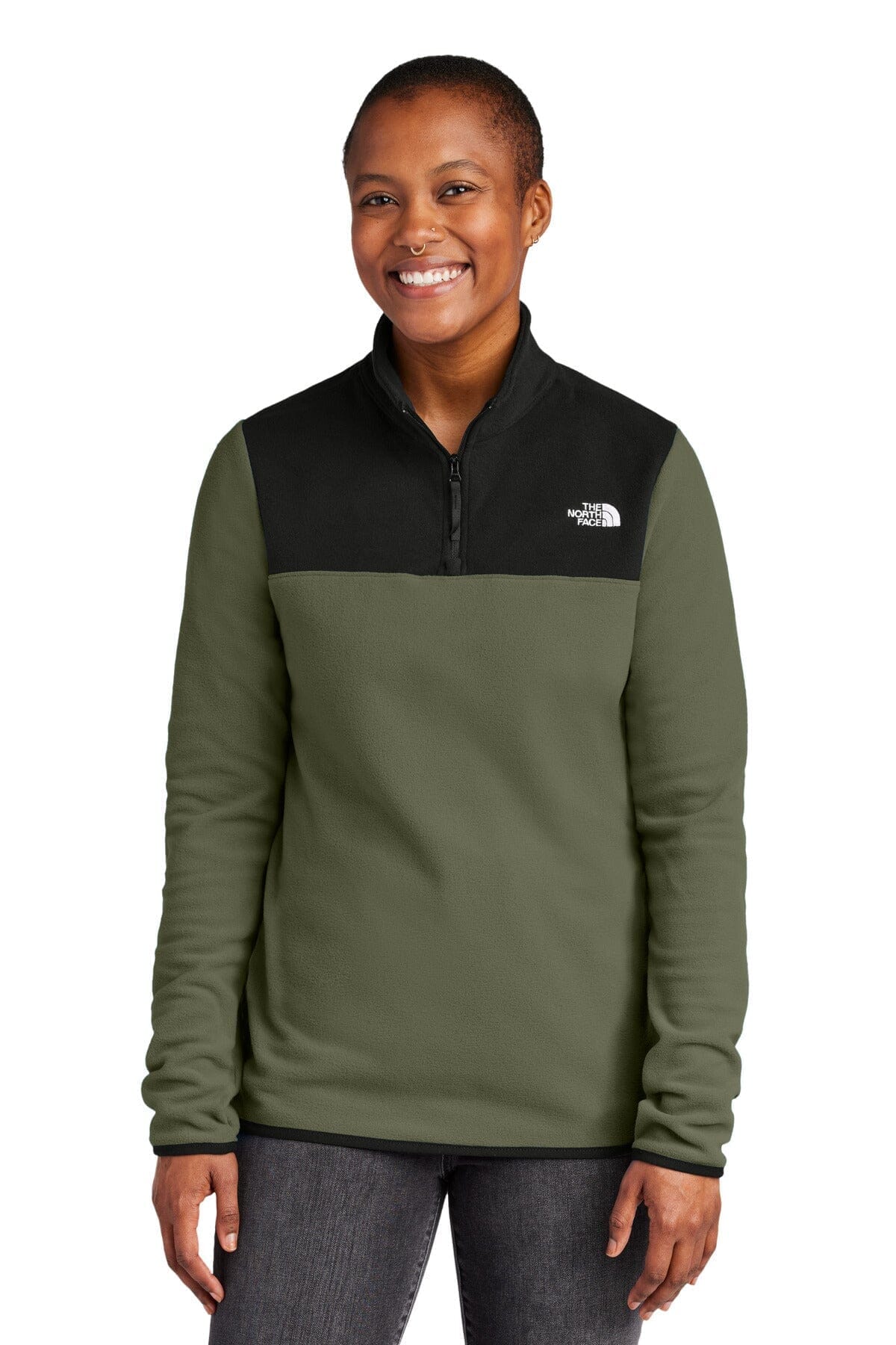 TNF Women's Glacier 1/4-Zip Fleece The North Face Adelstein New Taupe Green/ TNF Black S