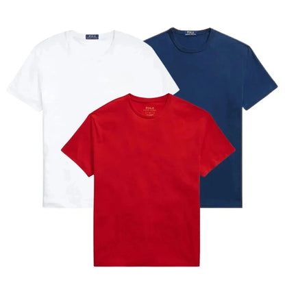 3er-Pack – Slim-Fit-Baumwoll-T-Shirts für Herren Adelstein WEISS • MARINEBLAU • ROT S 