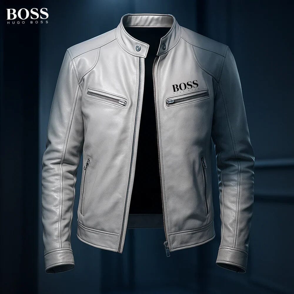 HB - Leather Jacket Hugo Boss Adelstein White S 