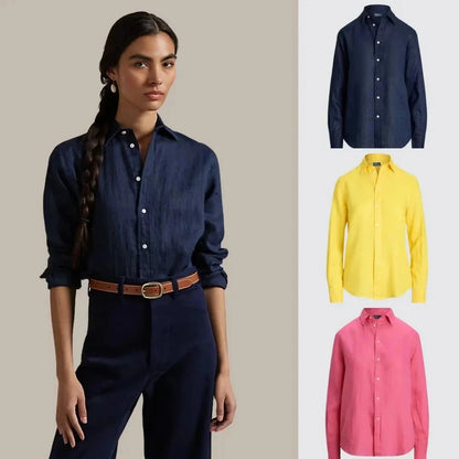 Kaufen Sie 1, erhalten Sie 3! Klassisches Leinenhemd Adelstein Blau - Gelb - Rosa S 