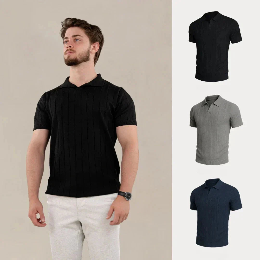 Kaufen Sie 1, erhalten Sie 3 – Premium Edition Strukturierte T-Shirts Set Adelstein SCHWARZ • GRAU • MARINEBLAU S 