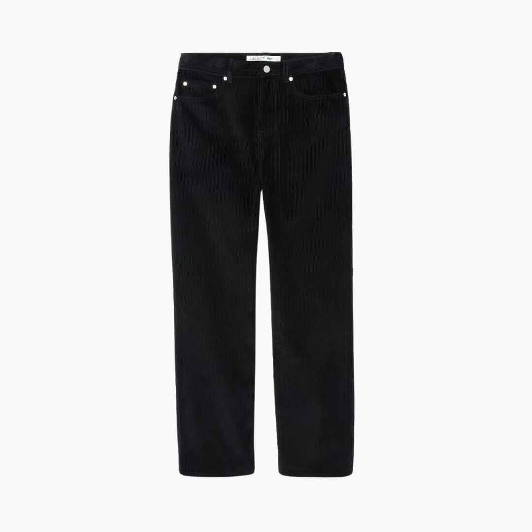 LC 5 Pocket Straight Fit Velour Pants Lacoste Adelstein Black S 