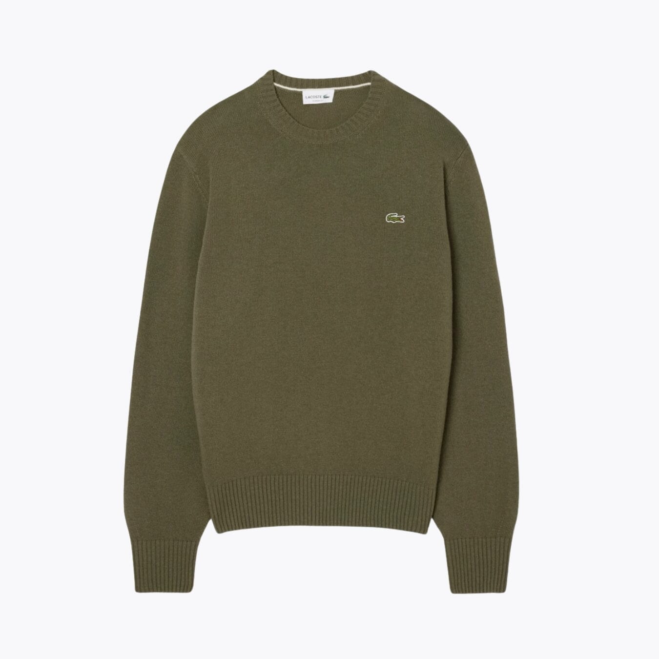 LC Carded Wool Crew Neck Sweater Lacoste Adelstein Khaki green S 