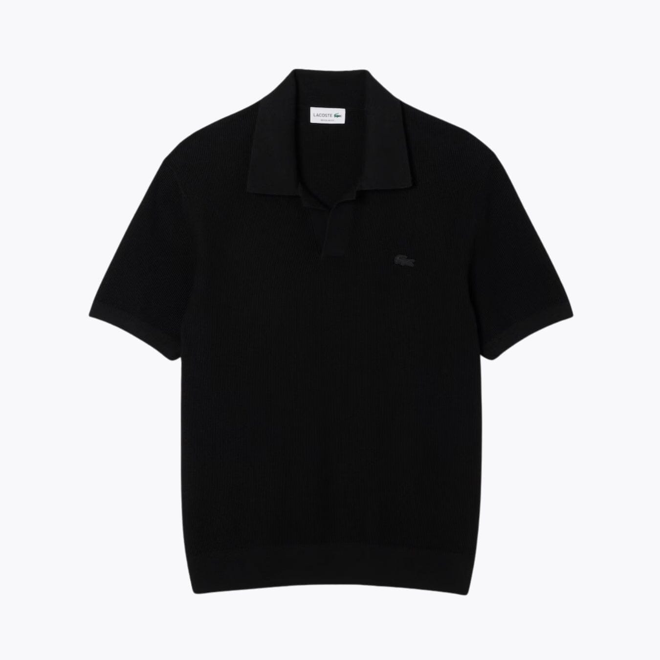 LC Cotton Blend Open Polo Collar Sweater Lacoste Adelstein Black S 