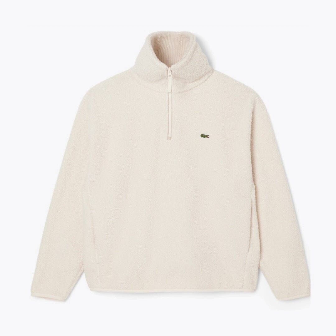 LC High Zipped Neck Polar Fleece Sweatshirt Lacoste Adelstein White S 