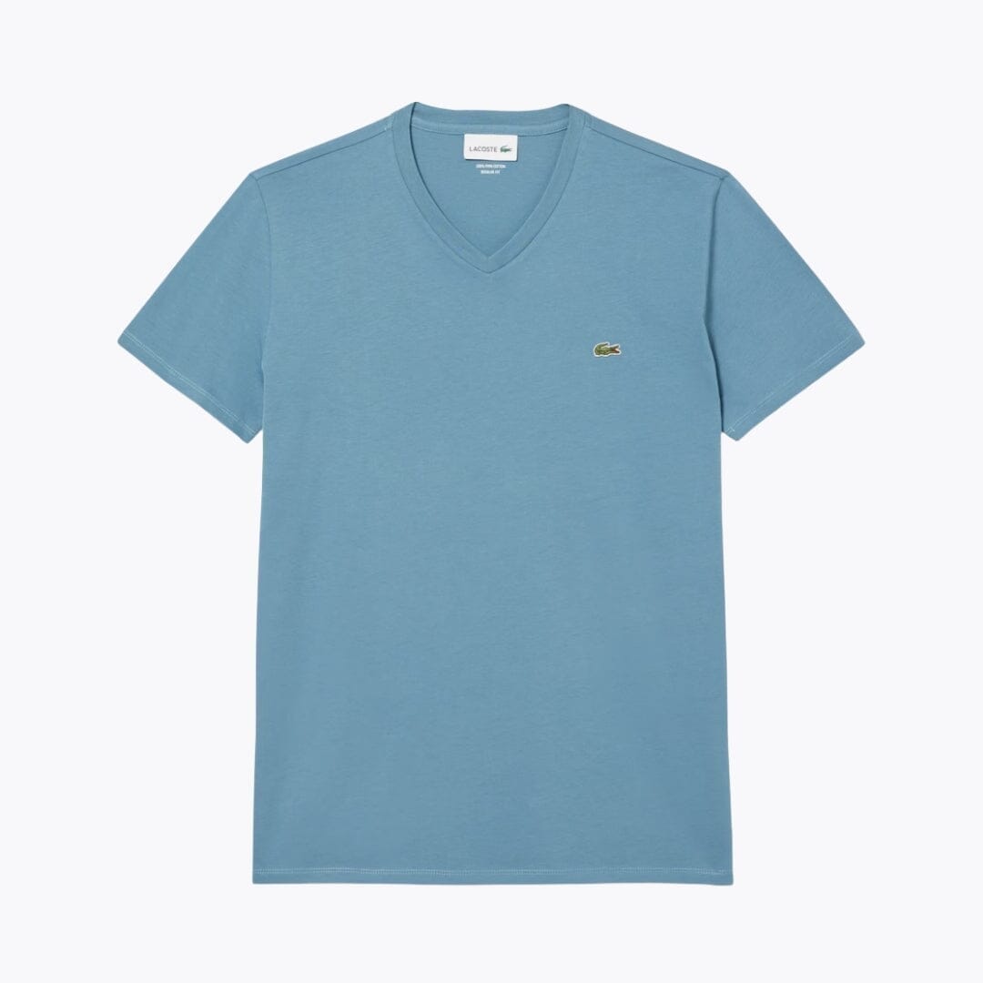 LC Lightweight Cotton Pima V Neck T-shirt Lacoste Adelstein Blue S 