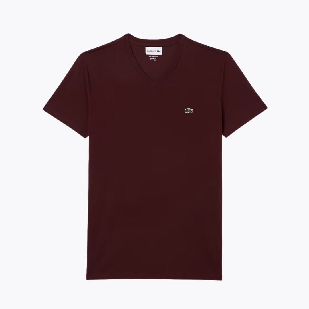 LC Lightweight Cotton Pima V Neck T-shirt Lacoste Adelstein Bordeaux S 