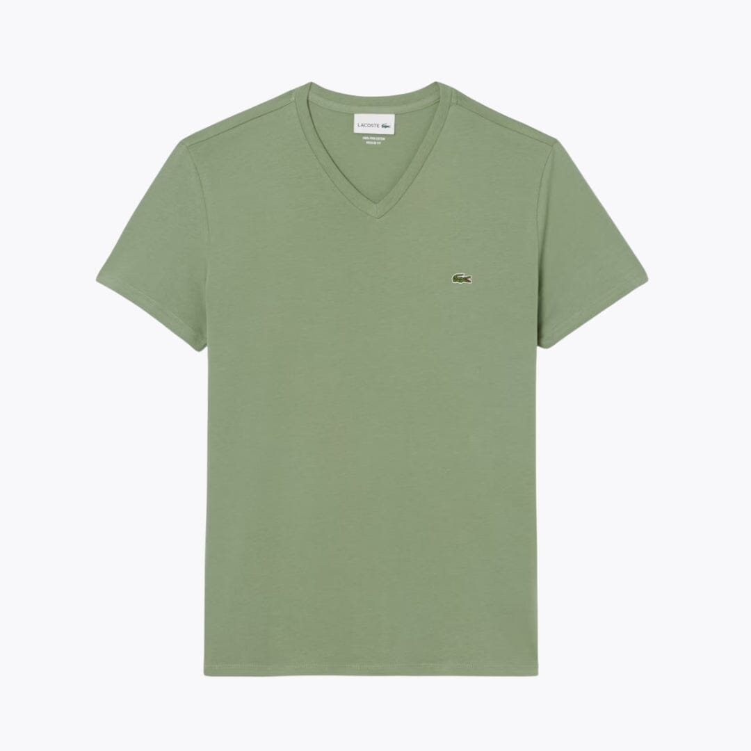 LC Lightweight Cotton Pima V Neck T-shirt Lacoste Adelstein Green S 