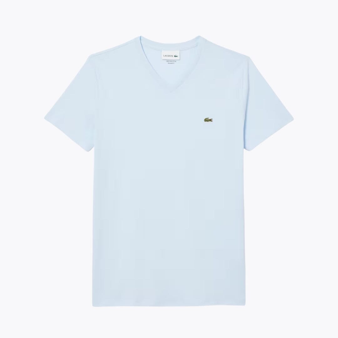 LC Lightweight Cotton Pima V Neck T-shirt Lacoste Adelstein Light blue S 