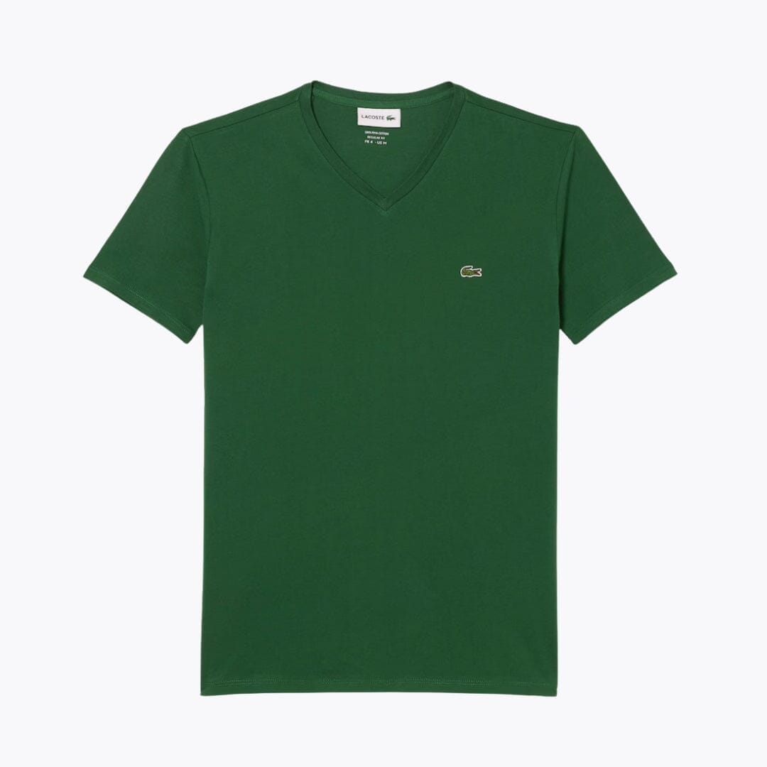 LC Lightweight Cotton Pima V Neck T-shirt Lacoste Adelstein Pine green S 