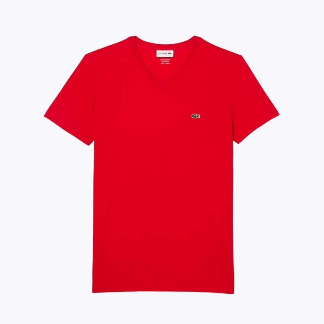 LC Lightweight Cotton Pima V Neck T-shirt Lacoste Adelstein Rouge S 