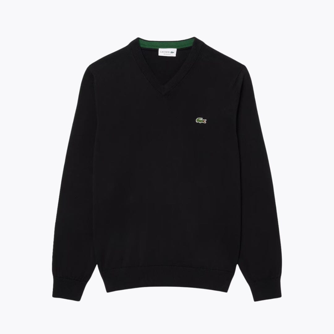 LC Monochrome Cotton V-neck Sweater Lacoste Adelstein Black S 
