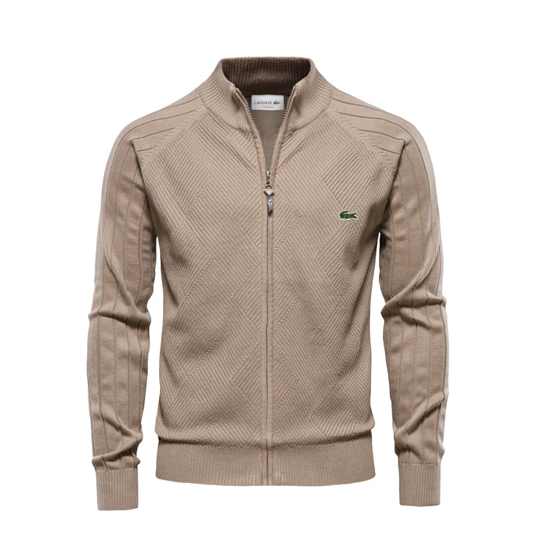 LC Pull Zippé Texturé Homme Lacoste Adelstein Beige S 
