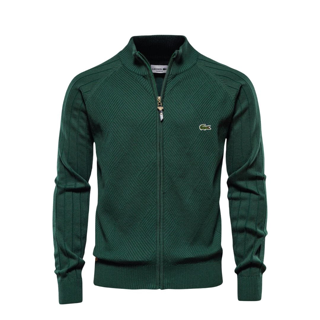 LC Pull Zippé Texturé Homme Lacoste Adelstein Vert S 
